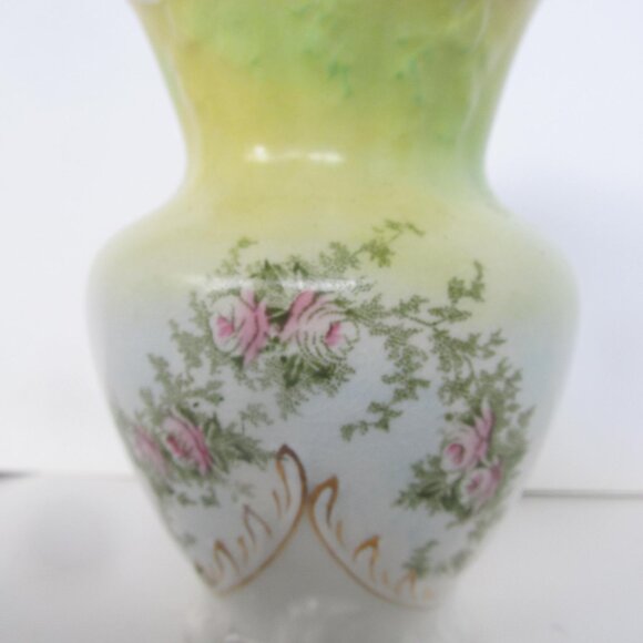 Antique Edwardian Ironstone Tooth Brush Holder Yellow Pink Home Decor Victorian - Picture 2 of 6
